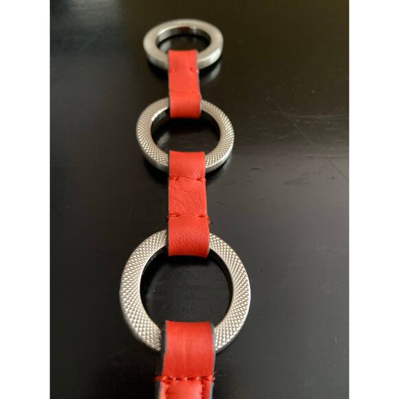 ANN TAYLOR Skinny Coral Leather Waist Belt w/Clasp Buckle sz L - Picture 5 of 8